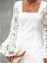 Glockenärmel Karree-Ausschnitt Regelmäßige Passform Elegant Minikleid