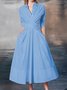 Hemdkragen Regelmäßige Passform Elegant Unifarben Kleid