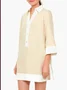 Damen Farbblock Herbst Urban Polyester Weit H-Linie Regelmäßig Hemdkragen Regelmäßig Größe Kleider