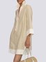 Damen Farbblock Herbst Urban Polyester Weit H-Linie Regelmäßig Hemdkragen Regelmäßig Größe Kleider