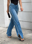 Urban Weit Lang Glatt Unifarben Jeans