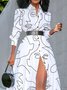 Elegant Hemdkragen Regelmäßige Passform Figur Langarm Blusenkleid