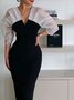 Elegant Regelmäßige Passform Nahtverarbeitung Unifarben Abschlussball Kleid