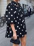 Weit Urban Halbarm Polka Dots Hemdkragen Kleid