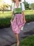 Dirndl Set 3-tlg. mit Knöpfen Elegant Streifen Eingriffstaschen rosa&grün