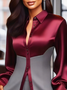 Satin Urban Farbblock Nahtverarbeitung Bluse