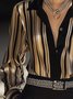 Urban Gestreift Print Hemdkragen Bluse