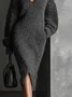 Urban Unifarben V-Ausschnitt Pullover Midikleid