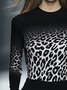 Lässig Leopard Print Rundhals T-Shirt
