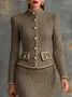 Elegant Geknöpft Fischgrät Stehkragen Jacke