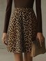 Urban Leopard Print Rollkragen Knielänge Kleid