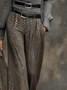 Urban Leopard Hose mit Weitem Bein Kein Gürtel