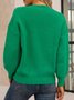Grün Paneeliert Lässig Unifarben Baumwollmischung Pullover