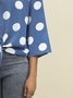 Blau Baumwollmischung Paneeliert Urlaub Blusen & Shirts