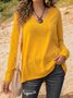 Gelb V-Ausschnitt Lässig Blusen & Shirts