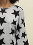 Grau Baumwollmischung Langarm Lässig Paneeliert Blusen & Shirts
