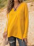 Gelb V-Ausschnitt Lässig Blusen & Shirts
