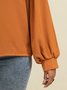 Gelb Baumwollmischung V-Ausschnitt Unifarben Langarm Blusen & Shirts