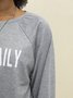Grau Langarm Baumwollmischung Unifarben Paneeliert Shirts & Blusen&Shirts