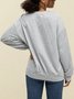 Grau Buchstabe Rundhals Baumwollmischung Lässig Shirts & Blusen&Shirts