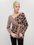 V-Ausschnitt Pullover mit  Leopard Print