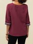 Rot V-Ausschnitt Urlaub Baumwollmischung Blusen & Shirts