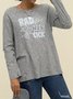 Grau Langarm Lässig Rundhals Unifarben Shirts & Blusen&Shirts