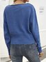 Blau Paneeliert V-Ausschnitt Langarm Pullover