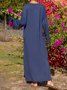 Blau Baumwollmischung Normal Langarm Kleider