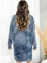 Blau Baumwollmischung Batik Langarm Paneeliert Kleider