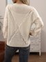 Weiß Baumwollmischung Rundhals Unifarben Langarm Pullover