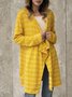 Gelb Unifarben Baumwollmischung Langarm Paneeliert Mantel