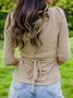Aprikosengelb Langarm Unifarben Paneeliert Baumwollmischung Blusen & Shirts