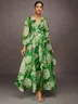 Urlaub Geblümt Print V-Ausschnitt Maxikleid