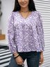 Lila Baumwollmischung Langarm Paneeliert Blusen & Shirts