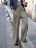 Elegant Regelmäßige Passform Unifarben Arbeit Hosen
