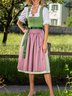 Dirndl Set 3-tlg. mit Knöpfen Elegant Streifen Eingriffstaschen rosa&grün