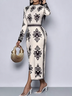 Elegant Ethnisch Geometrie Print  Maxikleid