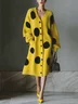 Urban Polka Dots Geknöpft V-Ausschnitt Pullover Midikleid