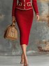 Elegant Unifarben Pullover Midi Rock